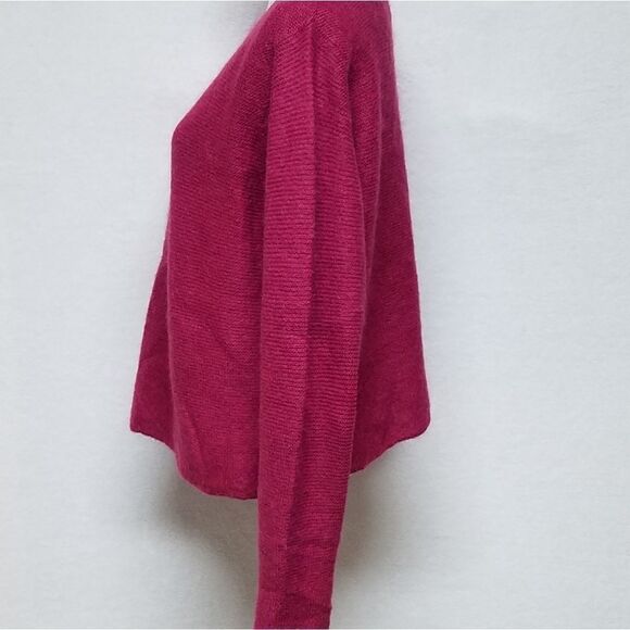 Vintage Eileen Fisher Maroon Kid Mohair Boxy Cut Cropped Sweater Medium - Picture 6 of 10